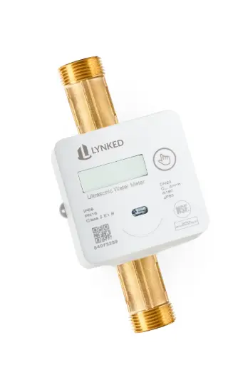 [LYKWU1321H-20] Ultrasonic Water Meter (Brass pipe, Hot (T70), Lynked RF, 3/4") - LYKWU1321H-20